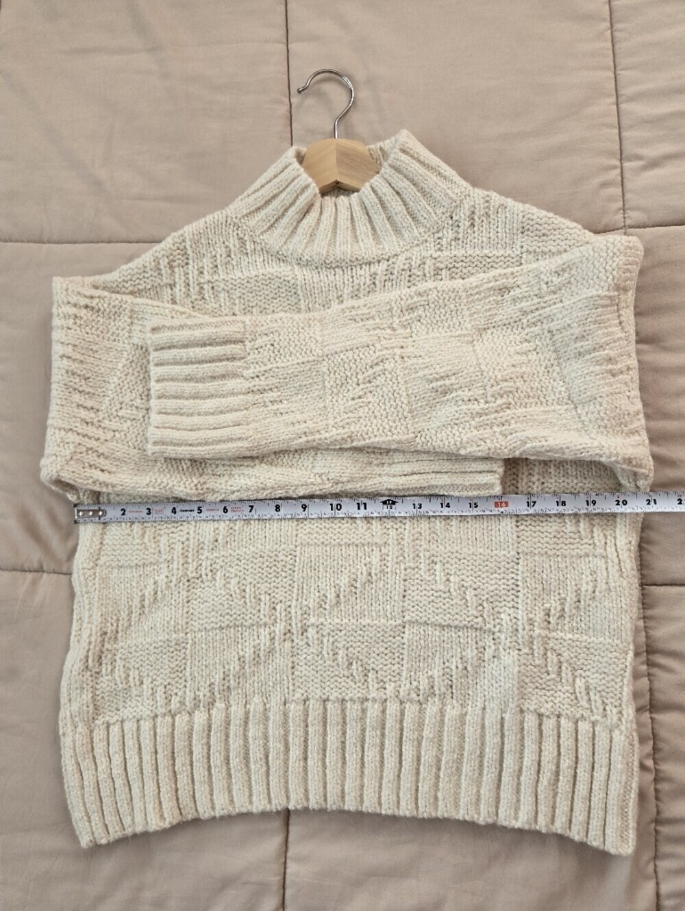 NWT Mango Chunky-knit Sweater With Perkins Neck, Ecru Cream Color - Picture 8 of 10